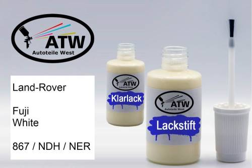 Land-Rover, Fuji White, 867 / NDH / NER: 20ml Lackstift + 20ml Klarlack - Set, von ATW Autoteile West.